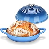 Bread Dutch Oven for Sourdough Baking (5.5 QT), Joyfair Enameled Cast Iron Dutch Oven Pot with Lid, Sourdough Bread Pan with Heavy Duty Dual Handles, Non-Stick & Even Heat, Oven-safe up to 500°F, Blue