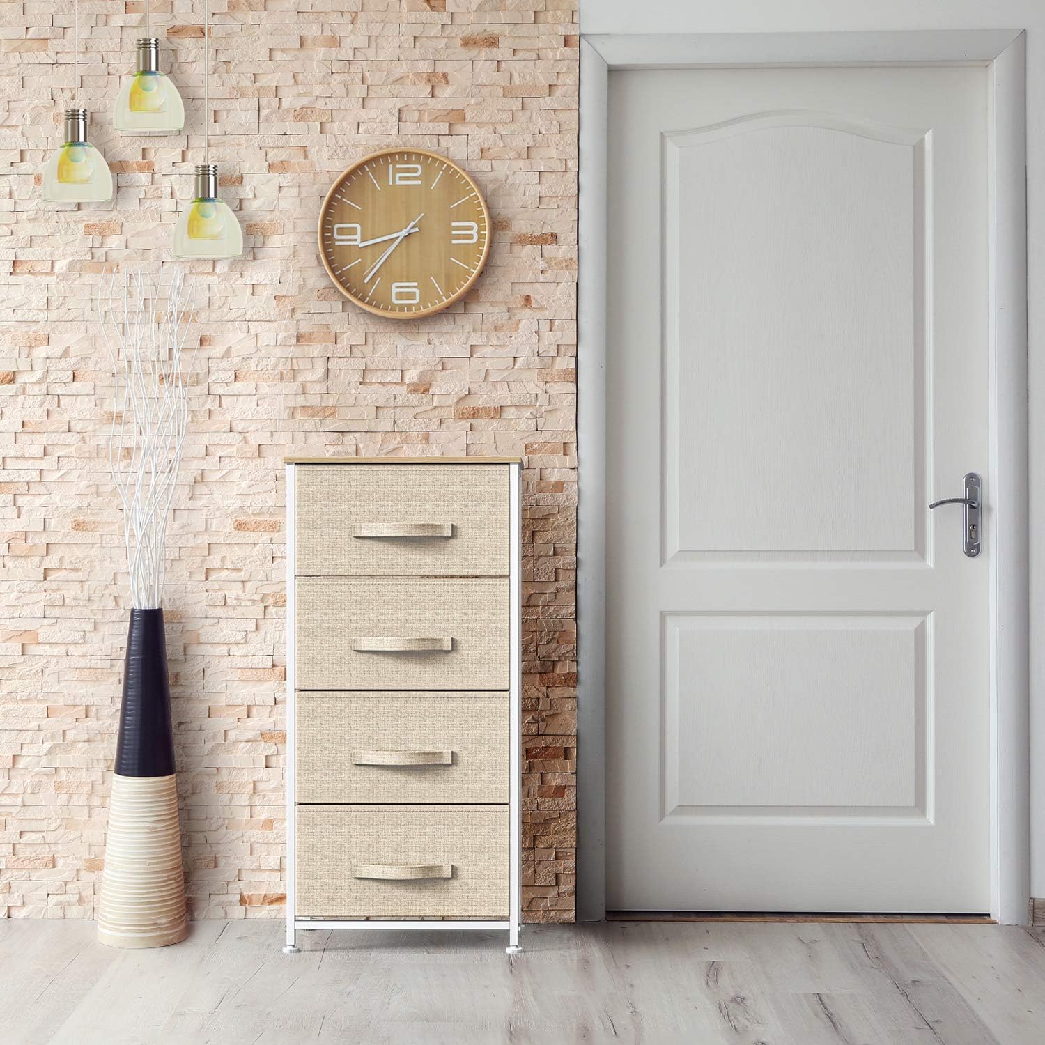 4 Drawer Fabric Dresser Storage Tower, Dresser Chest with Wood Top, Organizer Unit for Closets Bedroom Nursery Room Hallway by Pipishell: Home Improvement