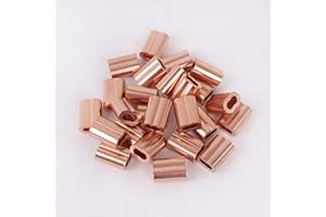 HIGOOD 25 Piece Plain Copper Duplex Oval Crimping Sleeve Set for 3/16" Diameter Wire Rope (Pack of 25)