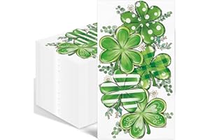 IANFEPH 100PCS St. Patrick's Day Paper Napkins 3 Ply Disposable Hand Towels for Bathroom Shamrock Guest Napkins Green Lucky Clover Dinner Napkins for Spring Holiday Dinner Saint Patrick Party Supplies