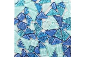 ESWENY 200g Mixed Color Mosaic Tiles Shine Crystal Mosaic Pieces Stained Glass Bulk Assorted Shapes Glitter Crystal Mosaic Tiles for DIY Crafts and Home Decoration