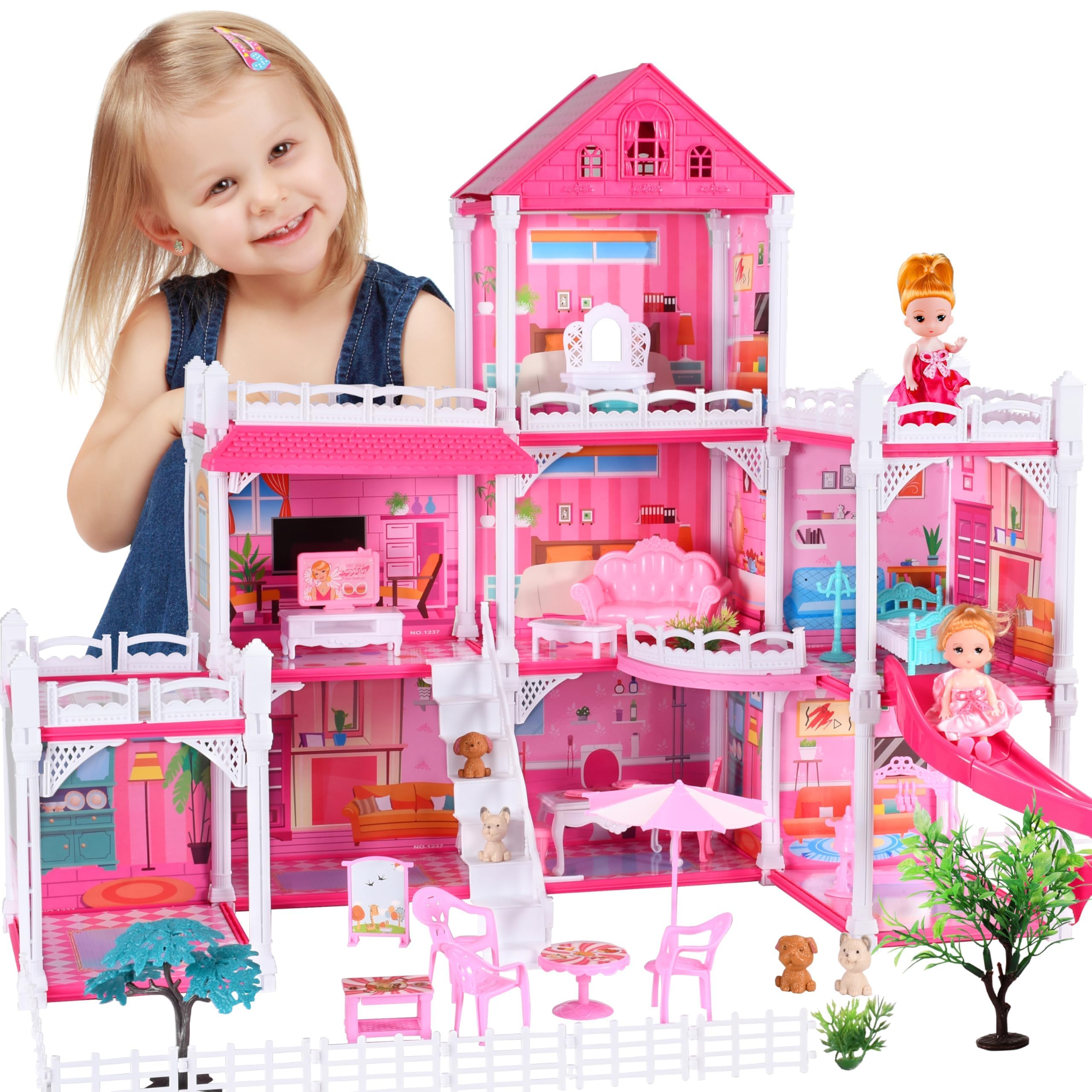Photo 1 of Seifar Doll House for Girls,8 Rooms Dollhouse with Dolls Figure, Puppies,Furnitures, Accessories, Toddler Playhouse Gift for for 3 4 5 6 7 8 9 10 Year Old Girls