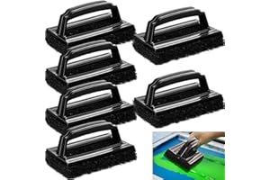 SUCLAIN 6 Pcs Screen Printing Scrub Pad with Black Handle Screen Print Ink Scrub Brush Chemical Resistant Scrub Cleaner Screen Printing Supplies for Degreasing Reclaiming Mesh Frames Silkscreen Ink Remover
