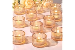 HAVITI 24 pcs Tealight Gold Candle Holders, Votive Tea Light Candle Holder Glass for Gold Centerpieces Fall Wedding Table Decor, Party Supplies, Home Decor