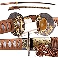 RedBlade-BK Japanese Samurai Katana Sword, 1060 High Carbon Steel Traditional Handmade, Blue Flame Full Tang, High-Performance/Razor-Sharp, Gifts for Men/Boys