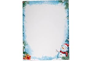 HILL VALLEY GREETINGS Happy Snowman Christmas Stationary Paper 8.5 x 11-60 Sheets Holiday Letter Paper