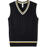 BOBOYOYO Boys Sweater Vest Unisex Cable Knit 100% Cotton Toddler Uniform Vest for Little Big Childrens Kids Teenage Girls