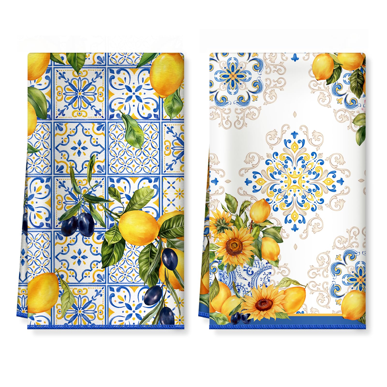 Photo 1 of Arquiel Lemon Floral Microfiber Kitchen Towels, Soft Absorbent Hand Towel 15.7 × 23.6 inch, Thick Dish Cloth for Party Anniversary Holiday Decoration Housewarming Gifts