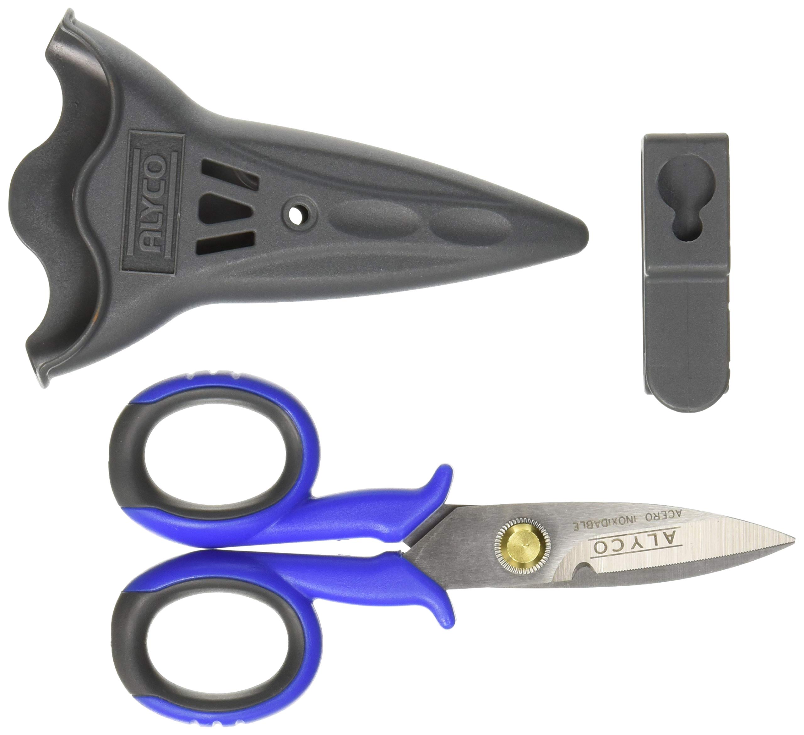 Alyco 108215 - Scissors for electricians 145 mm + shock-resistant ABS plastic cover, Blue