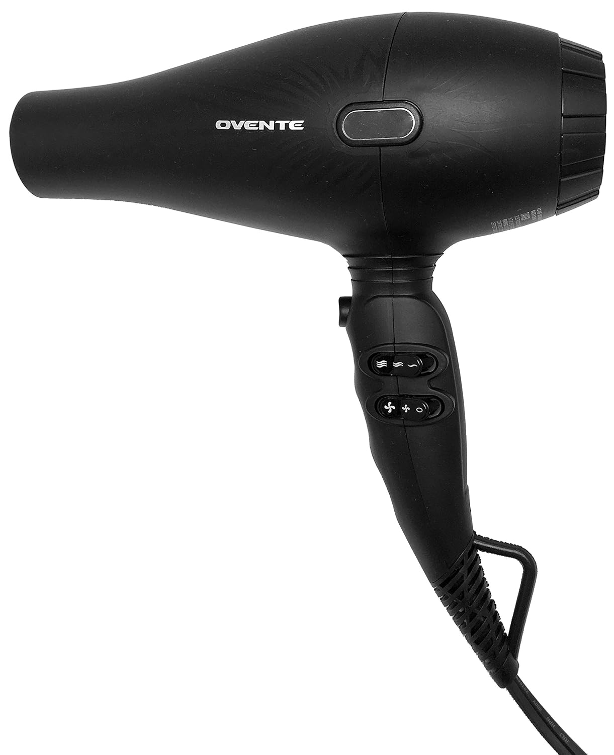 Ovente Seductive Ceramic Ionic Tourmaline Lightweight Professional Hair Dryer with Diffuser, 2 Concentrator Nozzles, 1875W, 2 Speed 3 Heat Settings, Cool Shot Button, Matte Black (X5I)