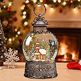 Christmas Snow Globes Lantern, Church and Christmas Tree Christmas Decorations Indoor, 6H Timer Battery & USB Powered Light Up Musical Snow Globes for Kids Women Adults Gift Thanksgiving Home Decor