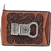 ARIAT Men's Floral Embossed Bifold Money Clip Wallet