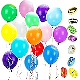100 Assorted Color 12 inches Latex Party Balloons with 10 Bonus Colorful Ribbons