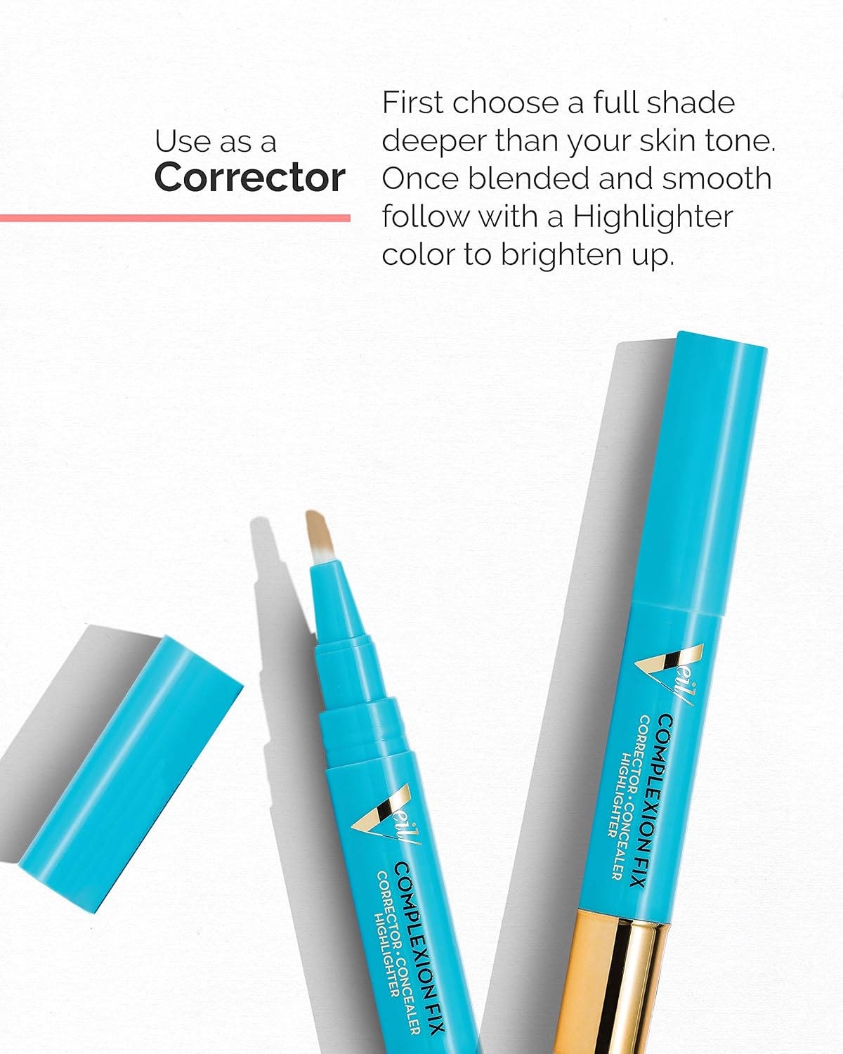 Veil Cosmetics Complexion Fix Oil-Free Concealer, Highlighter, Under Eye Corrector Pen for Dark Circles and Acne Cover Up | Vegan & Cruelty-Free | Paraben-Free (2N Light Neutral) : Beauty Products : Beauty
