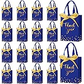 Kolldenn 36 Pack Small Thank You Gift Bags with Handles 5.9 x 4.3 x 2.4 Inches Christmas Party Favor Bags with Bow Ribbon Candy Goodie Gift Bag Bulk for Xmas Wedding Birthday Bridal Shower(Royal Blue)