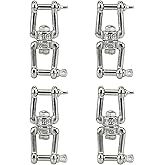 MAMDAFAON 316 Stainless Steel 4PCS M5 Jaw-Jaw Swivel Anchor Connector Clevis Double Shackle for Boat,4PCS