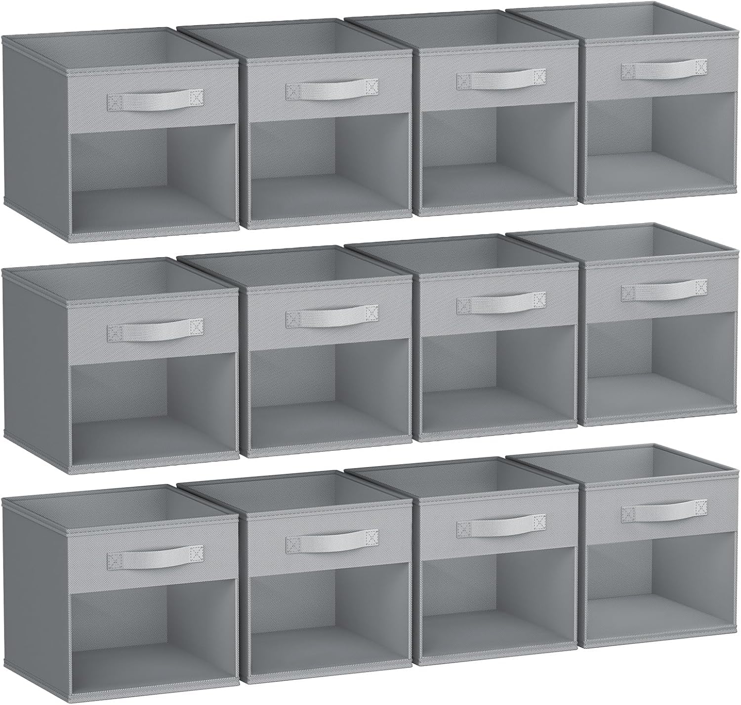 Photo 1 of DIMJ Storage Cubes, Cube Oganizer Bin, 12 Pack Foldable Containers with Window, Closet Storage Bins with Handle, 12x 12 inch Storage Boxs for Clothes, Toys, Books (Grey)
