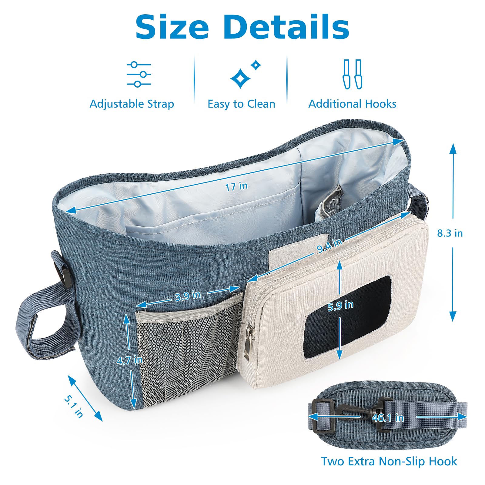 Accmor Universal Stroller Organizer with Insulated Cup Holder, Stroller
