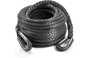 DAYDOOR Winch Rope Extension, 1/4'' x 50ft Synthetic Winch Extension Rope, 10,000 Lbs Winch Extension Line for Off Road Vehicle ATV UTV(Gray)