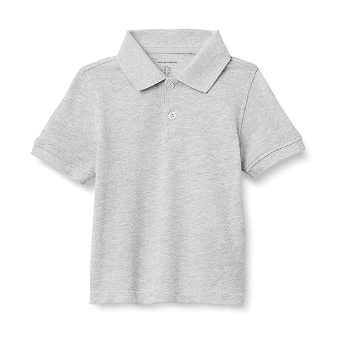 Amazon Essentials Boys' Uniform Short Sleeve Pique Polo Shirt, Light Grey Heather, X-Large