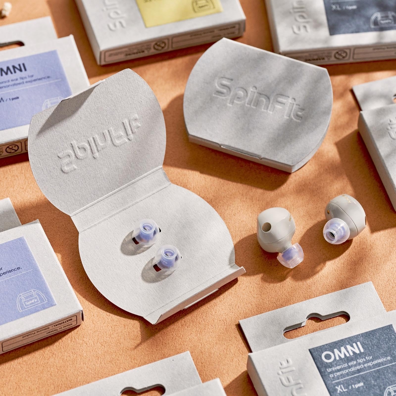 SpinFit Omni for True Wireless Earbuds & IEMs - M -Patented Silicone Eartips for Replacement (1 Pair) (3.7 mm Nozzle Dia.)