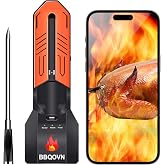 WiFi Bluetooth Wireless Meat Thermometer, Unlimited Range, 7 NIST Certified Accuracy Sensors with Ambient Temp Remote Monitoring for BBQ Grill, Oven, Smoker, Air Fryer (1, Black, Medium)