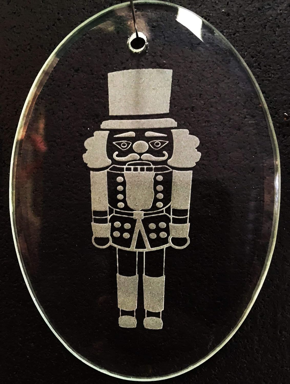 Carved Glass Nutcracker Ornament Handmade