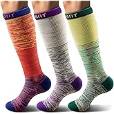 BULLIANT Men Compression Socks 3Pairs-Knee High Socks 15-20 Pressure Unise- Cushioned Sole Extra Wicking