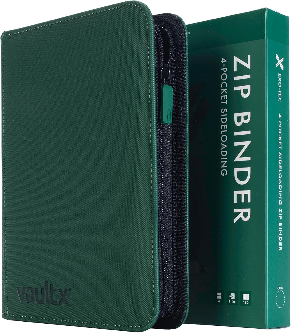 Vault X 4 Pocket Trading Card Zip Binder Green 160 Cards Exo-Tec Material