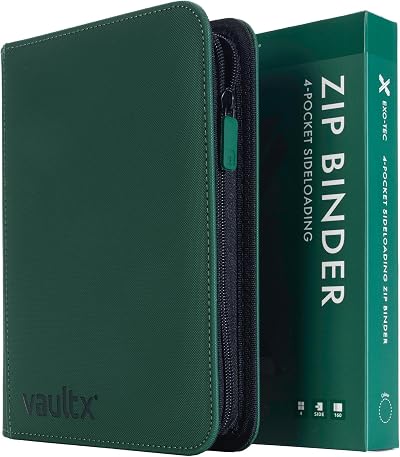 Vault X 4 Pocket Trading Card Zip Binder Green 160 Cards Exo-Tec Material