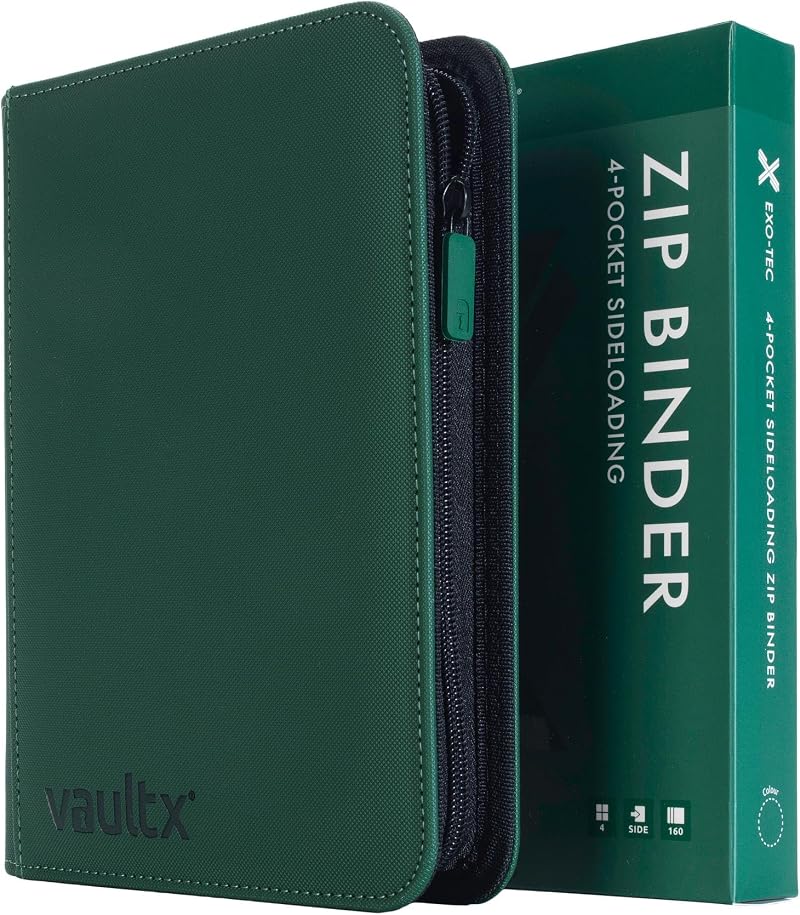 Vault X 4 Pocket Trading Card Zip Binder Green 160 Cards Exo-Tec Material