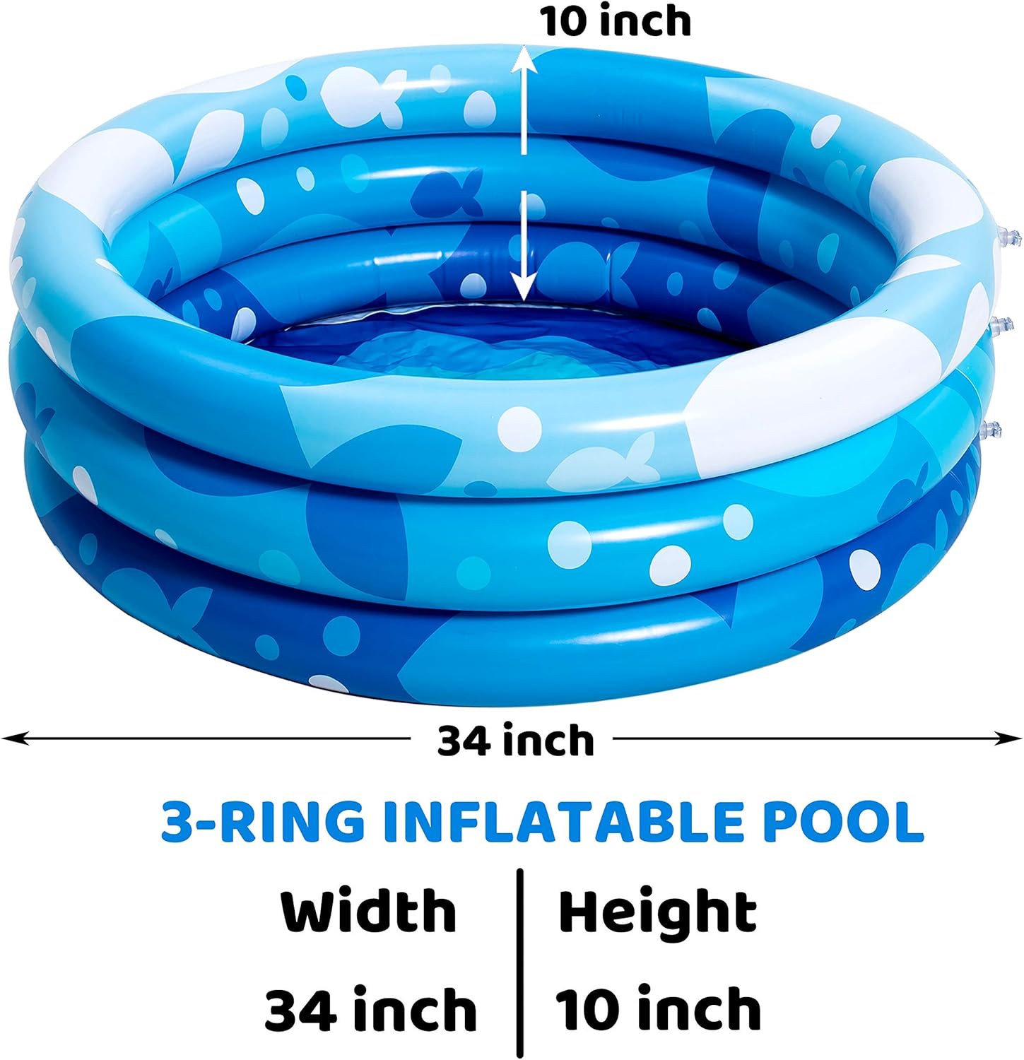 2 Packs 34" X 10" Inflatable Kiddie Pool Set, Blue Pattern Baby Pool Kids Swimming Pools, Summer Backyard Pool Inflatable Summer Pit Ball Pool for Kids Toddler Indoor&Outdoor: Kitchen & Dining
