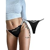 LuvNaja Lace Thongs for Women with Rhinestone Strap,Sexy Underwear,Seamless G-string,Breathable Panties