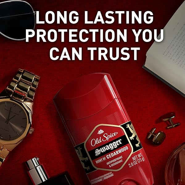 OLD SPICE ANTIPERSPIRANT DEODORANT FOR MEN, 24/7 SWEAT & ODOR PROTECTION, 24/7 LASTING FRESHNESS, INVISIBLE SOLID, SWAGGER WITH CEDARWOOD SCENT, 2.6 OZ (PACK OF 2)