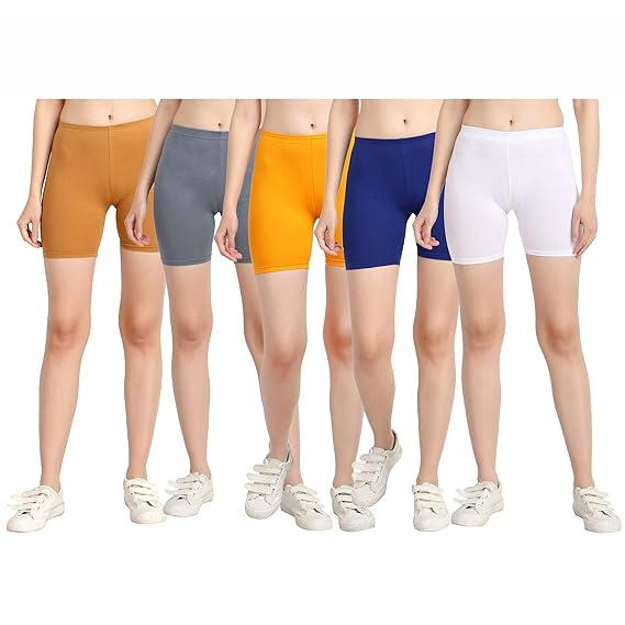 Buy DIAZ® Cotton Lycra Plain Cycling Shorts for Women/Girls Pack of 5