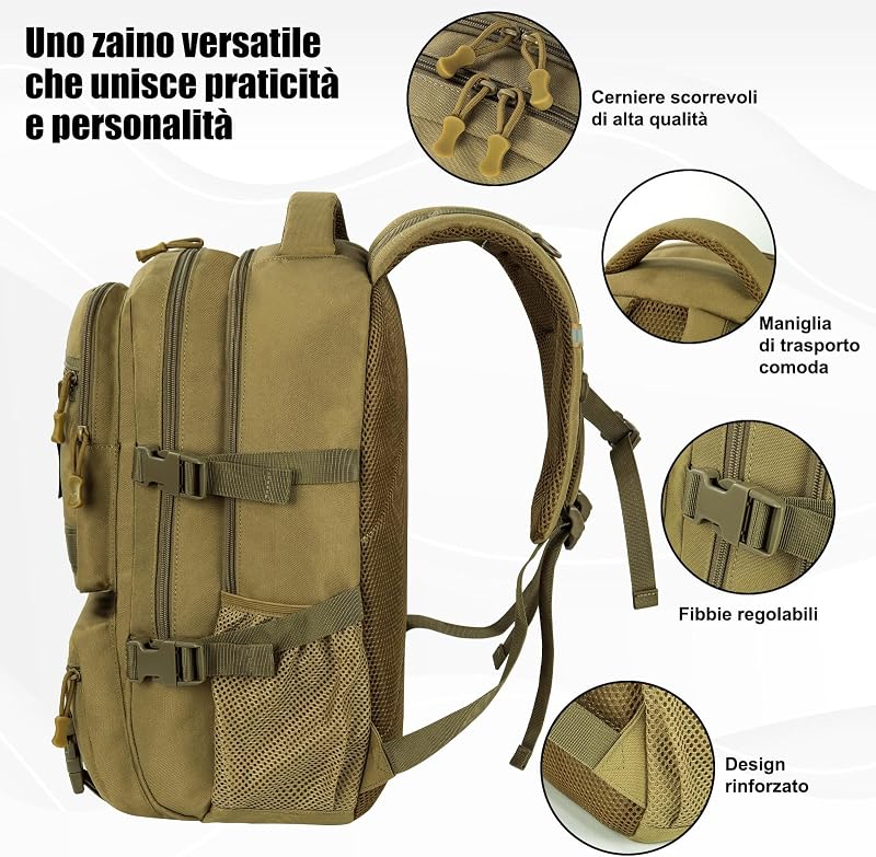 Zaino Scuola Media Superiore Ragazzo, Grande Zaino Uomo 17 Pollici Laptop, Zaini per PC portatili Impermeabile, Zainetti Casual Borsa Daypack per Ragazza Scuola Università Viaggio 10-25 Anni 50CM