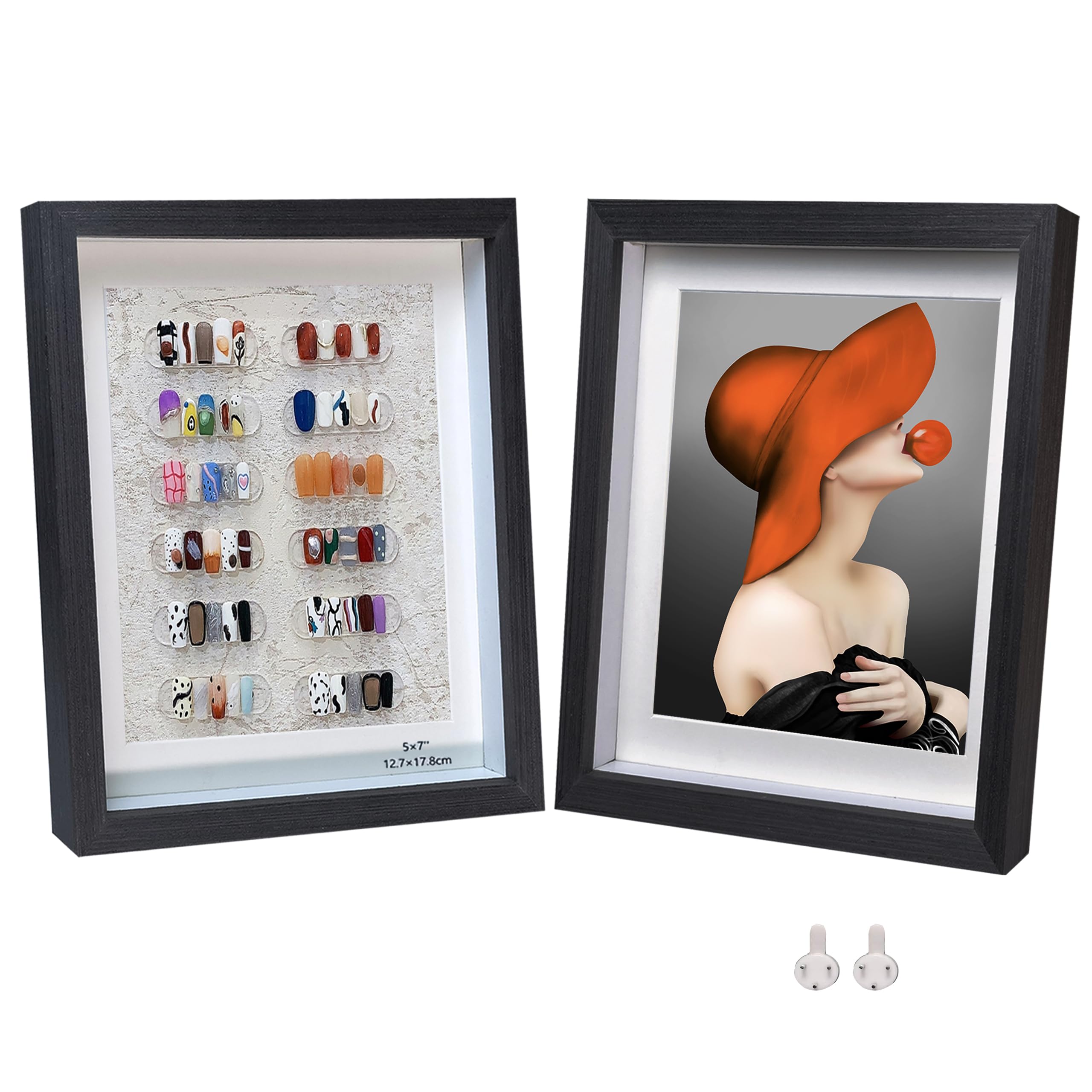 Houstimi Solid Wood Shadow Box Frame 5x7 2 Pack 3d Deep Box Frames for Crafts Black Small Shadow Box Display Case Internal Depth 0.6 inches with Real Glass