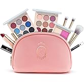 Color Nymph Makeup Kit For Teens Girls, All In One Girls Makeup Sets with Cosmetic Pink Makeup Bag Includes 18 Color Eyeshadow Palette Blush Lipstick Lip Pencil Eye Pencil Brush Mascara