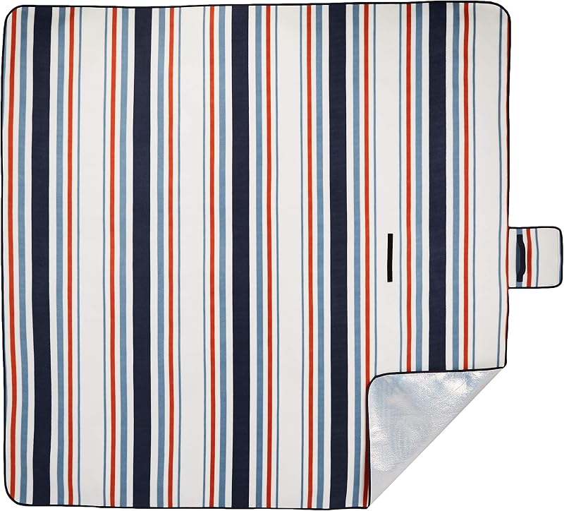 Manta para pícnic Jardín con base impermeable, 200 x 200 cm, Diseño de rayas marino — foto 3 de 5