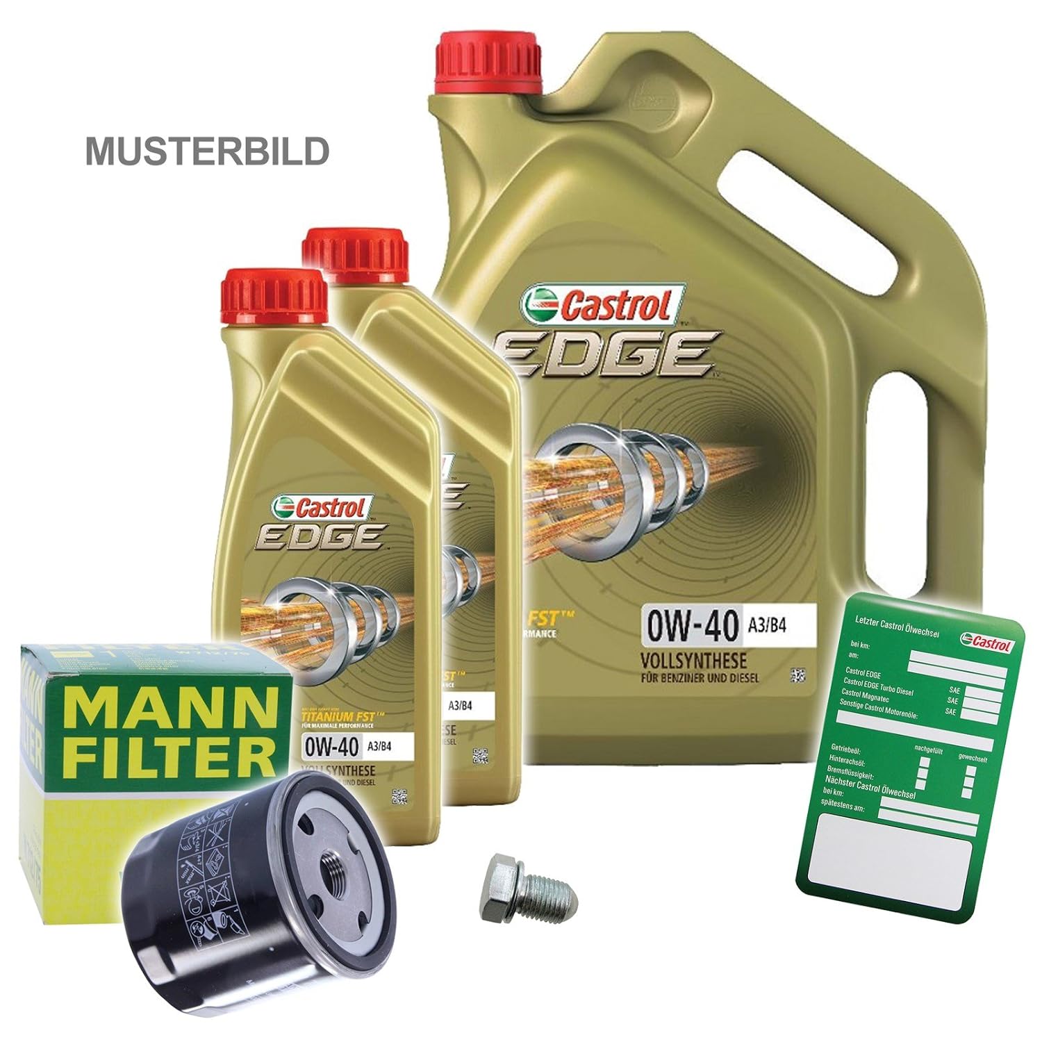1 X Oil Filler Set Mann Oil Filter With 7 Litre Castrol Edge Fst