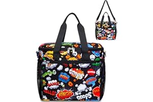 FOKDUVB Bingo Bag for Daubers Dabbers Dotters Tote Bag with Pockets for Bingo Stuff Supplies (Black/Red)
