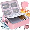 Fireproof Document Bag with Lock, 3-Layer Fireproof File Organizer Bag, Portable Fire Proof File Storage Bag for Passport/Cash/Valuables with Zipper, Travel Home Heat Insulated Waterproof Bag, Pink