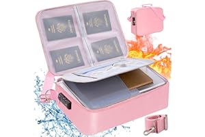 POLSPAG Fireproof Document Bag with Lock, 3-Layer Fireproof File Organizer Bag, Portable Fire Proof File Storage Bag for Passport/Cash/Valuables with Zipper, Travel Home Heat Insulated Waterproof Bag, Pink