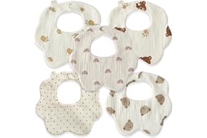 Baby bibs, muslin 6 layers, 100% Organic Cotton for Drooling, for boy and girl newborn, absorbents, unisex, boho by REBE & CO