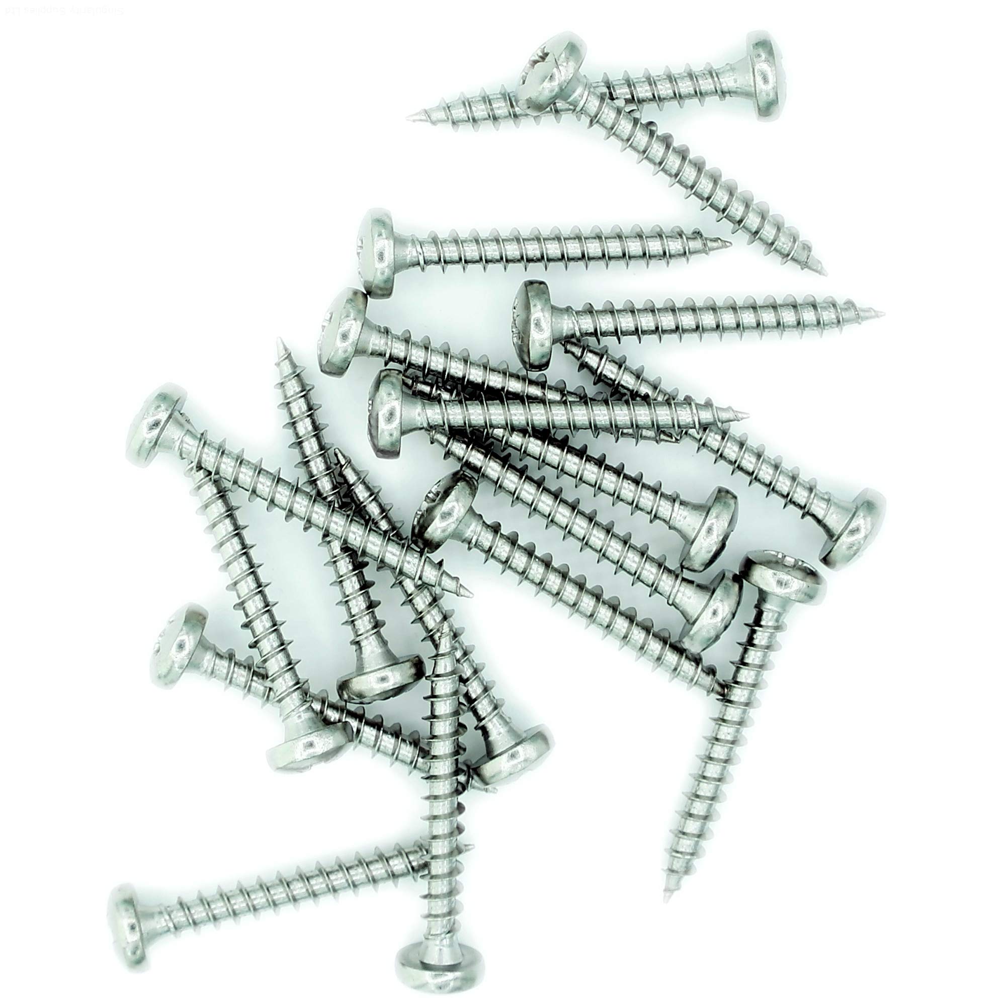 No.8 x 0.65 (4.5mm x 16mm) Pozi Pan Chipboard Screw - Stainless Steel (A2) (Pack of 20)