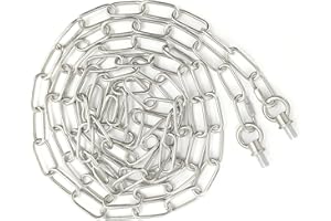 GoldSwift 15 Feet Silver Color Nickel Chandelier Chain, Heavy Duty Light Fixture Chain for Hanging Pendant Lamp Ceiling Light