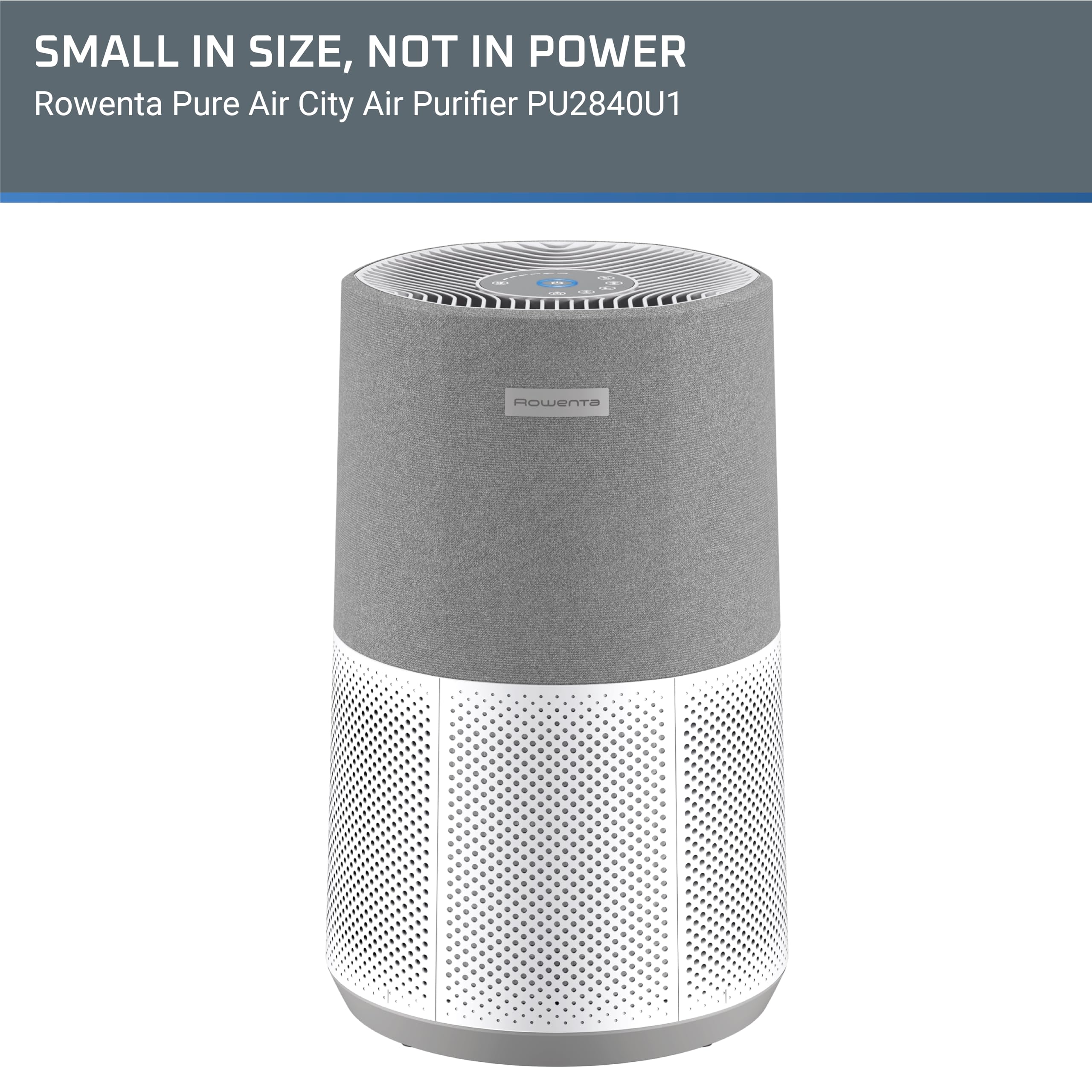 Rowenta Pure Air City Air Purifier 876 Square Foot Room Dust Pet Dander Smoke Mold Pollen Bacteria Virus Allergen, Odor Removal, for Home Office Nursery, HEPA Filter PU2840