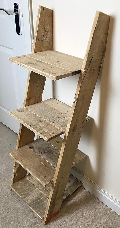 Rustic Mini Ladder Shelf 4 Shelves Pallet Wood Farmhouse Amazon Co Uk Handmade