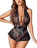 Avidlove Women Deep V Halter Lingerie Sexy Lace