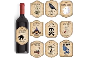 Halloween Wine Bottle Labels Stickers - Lovarywow 60PCS Vintage Halloween Decorations Waterproof Crow Spider Ghost Potion Bottle Labels Decor Apothecary Bottle Label Halloween Party Supplies Favors